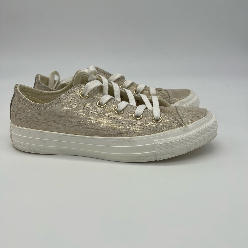 CONVERSE All Star Low Top Chic Gold Shimmer Canvas Sneakers Casual Sneakers - Picture 3 of 15